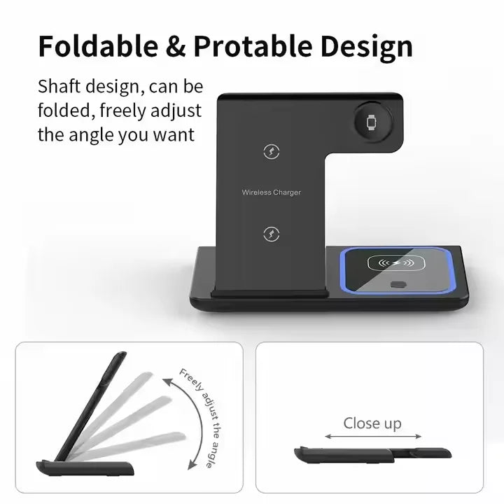 Universal 15W X455 3 in 1 Magnetic Wireless Charger Phone Stand Fast Wireless Station Magnetic Mobile Phone Holder Universal 15W X455 3 in 1 Magnetic Wireless Charger Phone Stand Fast Wireless Station Magnetic Mobile Phone Holder
